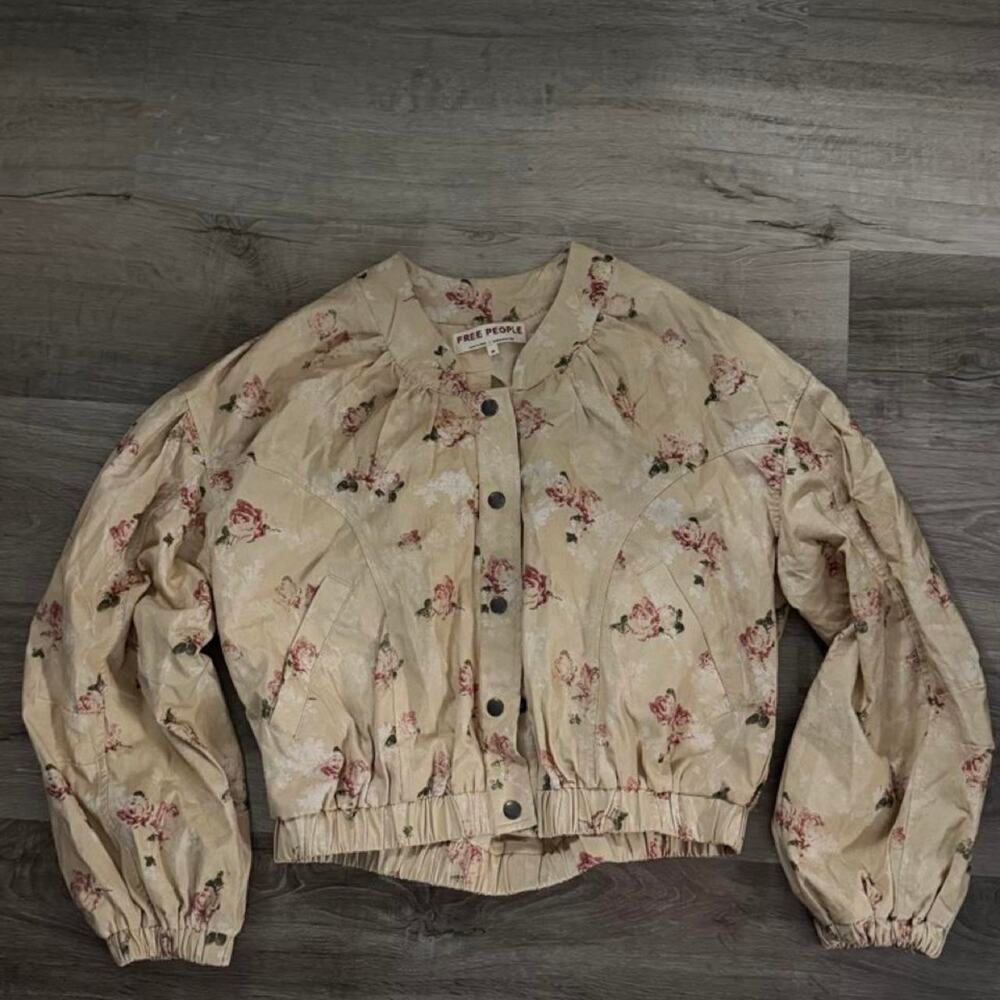 Free people cream floral bomber